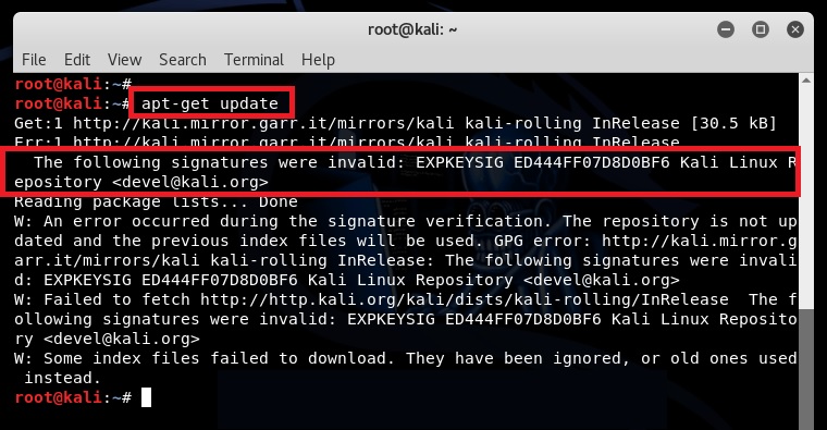 invalid-signature-on-kali